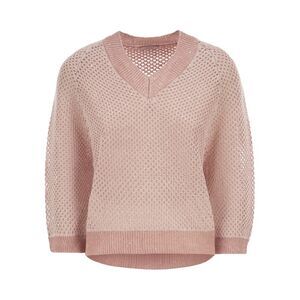 Peserico Women V-Neck Mesh Top In Linen And Cotton